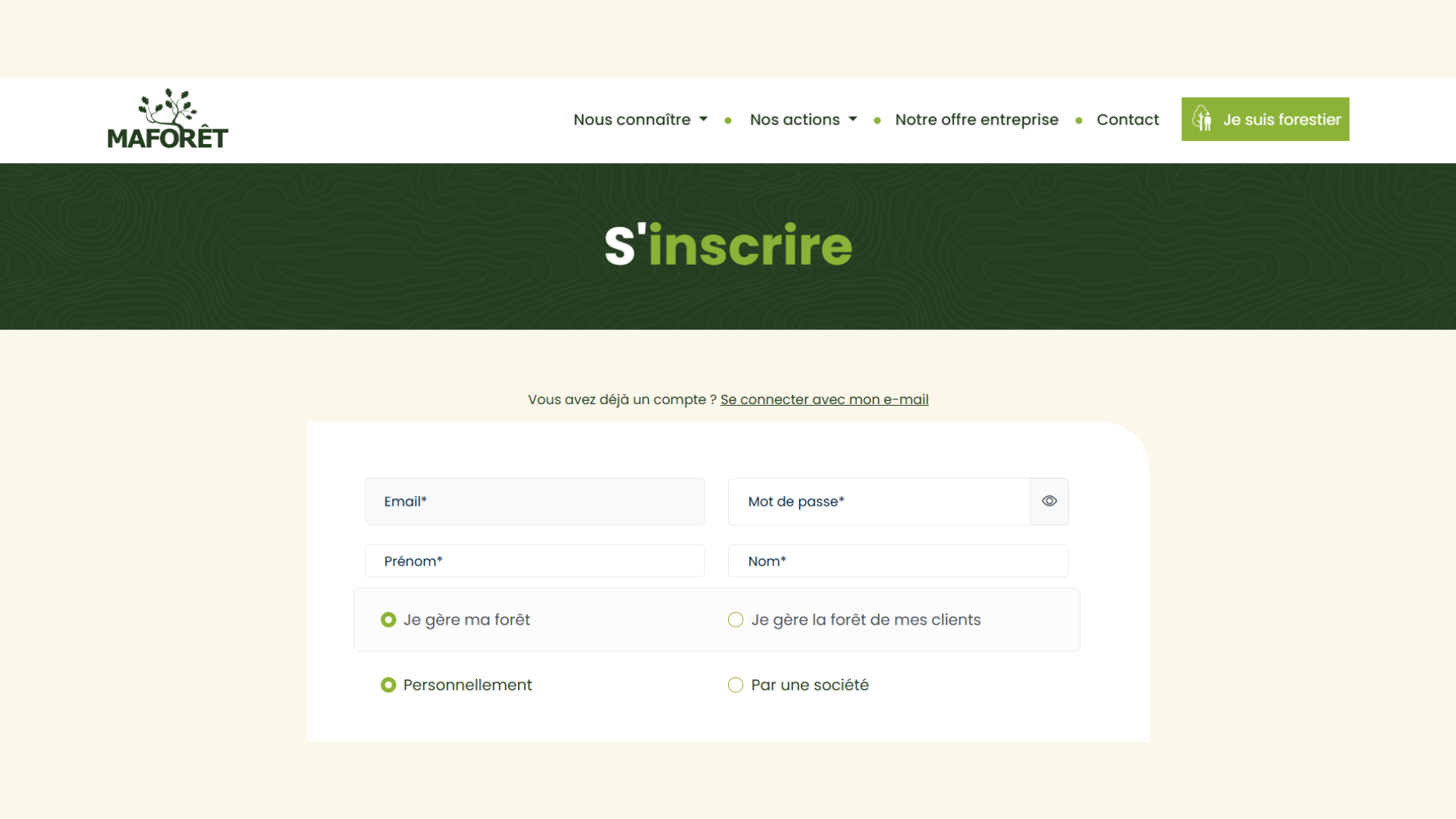 Créer un compte sur le web